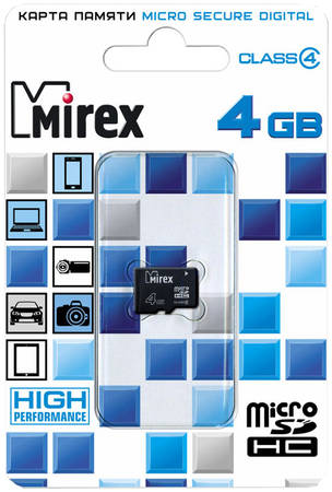 Карта памяти Mirex Micro SDHC 13612-MCROSD04 4GB 965844467154179