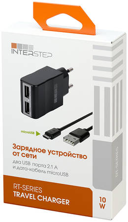Сетевое зарядное устройство InterStep RT, 2xUSB, 2,1 A, (IS-TC-TYPEC002K-000B201) black 965844467154740