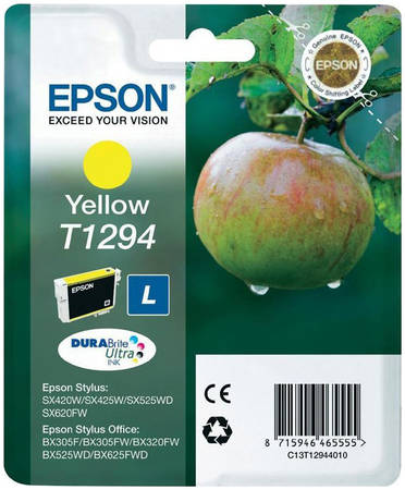Картридж для струйного принтера Epson T1294 (C13T12944012) желтый, оригинал 965844467313606