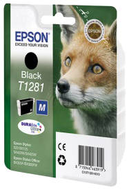 Картридж для струйного принтера Epson T1281 (C13T12814012) черный, оригинал 965844467313612
