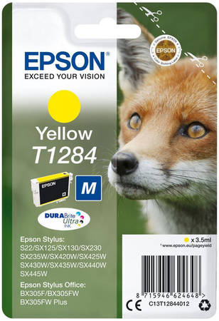 Картридж для струйного принтера Epson T1284 (C13T12844012) желтый, оригинал 965844467313619