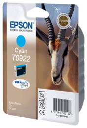 Картридж для струйного принтера Epson T0922 (C13T10824A10) голубой, оригинал 965844467313628