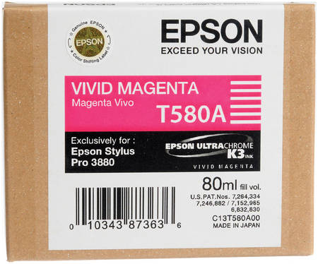 Картридж для струйного принтера Epson T580A (C13T580A00) пурпурный, оригинал 965844467314365