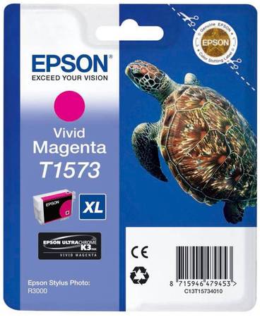 Картридж для струйного принтера Epson T1573 (C13T15734010) пурпурный, оригинал 965844467314384