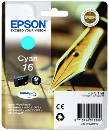 Картридж для струйного принтера Epson C13T16224010, голубой, оригинал 965844467314746