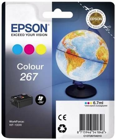 Картридж для струйного принтера Epson C13T26704010, цветной, оригинал 965844467314786