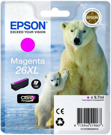 Картридж для струйного принтера Epson C13T26334010, пурпурный, оригинал C13T26334012