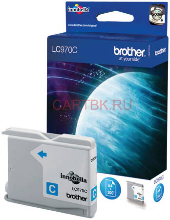 Картридж для струйного принтера Brother LC-970C, голубой, оригинал 965844467325508