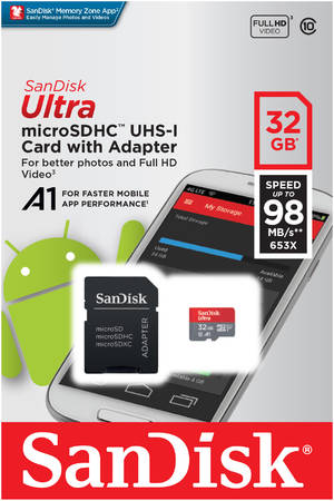 Карта памяти MicroSDHC SanDisk Ultra (SDSQUAR-032G-GN6MA)