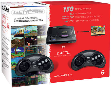 Sega Игровая приставка Retro Genesis HD Ultra ConSkDn70 Черный +150 игр 965844467521966