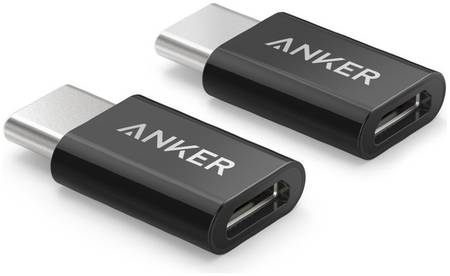 Переходник Anker MicroUSB/USB-C 2 шт, черный 965844467528103