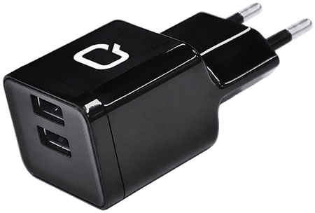 Сетевое зарядное устройство QUMO 2 USB, 3,1 A, (23841) black 965844467544379