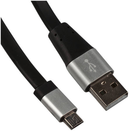 Liberty Project Кабель LP Micro USB плоский, металлические разъемы, 1 м, (черный/коробка)