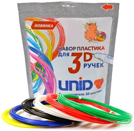 Набор пластика для 3D ручек Unid, PLA-6, 10м, 6 цветов 965844467944161
