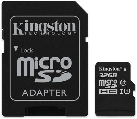 Карта памяти Kingston Canvas Select microSD 32GB + адаптер Canvas Select microSD UHS-I Class 10 32GB с адаптером