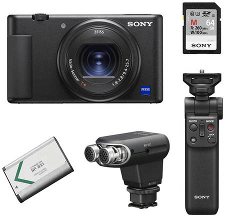 Видеокамера экшн Sony ZV-1 KIT2 ZV-1 + аксессуары + микрофон