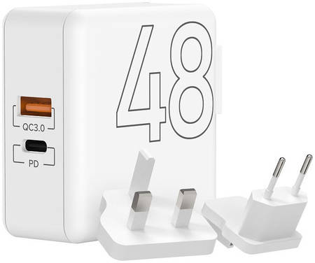 Сетевое зарядное устройство Lyambda LT48-WT, 1 USB/1 USB Type-C, 3 A, white 965844469479154