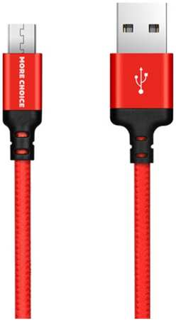 Дата-кабель плоский More choice K12m USB 2.1A для micro USB нейлон 1м Black Red