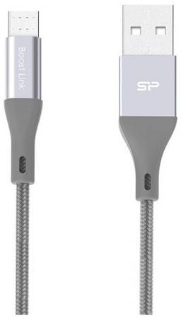 Кабель Silicon Power microUSB-USB для зарядки и синхронизации 1м, нейлон, Gray 965844469789003