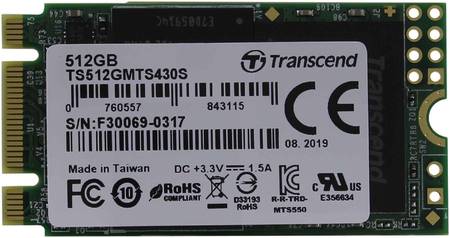 SSD накопитель Transcend MTS430S M.2 2242 512 ГБ (TS512GMTS430S)