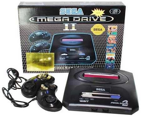 Игровая приставка 16 bit Mega Drive 2 (368 в 1) + 368 встроенных игр + 2 геймпада (Черная)