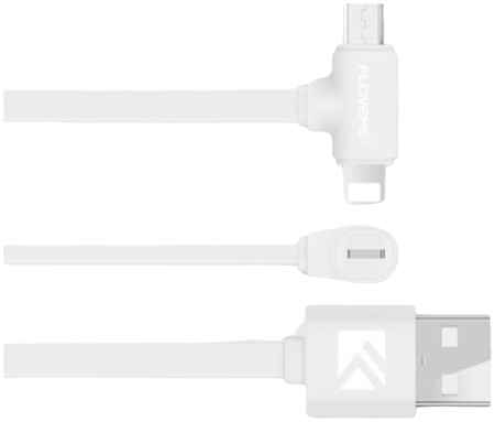 Кабель FLOVEME 2 в 1 Micro USB + lightning 1м 2.4A T образный Белый USBTW 2 в 1