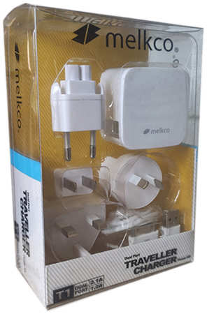 Сетевое зарядное устройство Mеlkco T1 2 USB с четырьмя сменными штекерами Whitе
