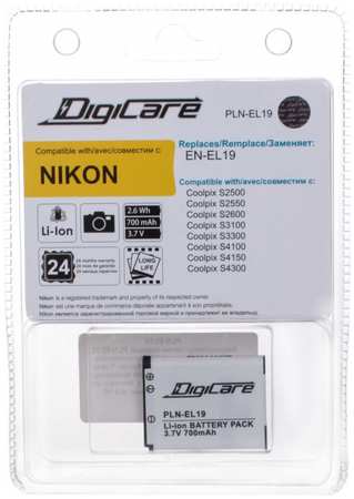 Аккумулятор для фотоаппарата Digicare PLN-EL19/EN-EL19 700 мА/ч 965844473061695