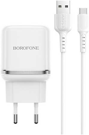 BaseMarket Сетевое зарядное устройство Borofone BA36A High (5V, 3A, QC3.0) + кабель Type-C (белое) 965844473092123