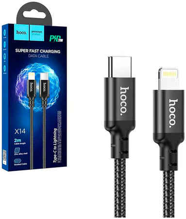Дата-кабель Hoco X14 Times speed USB - Lightning 2 м, черный