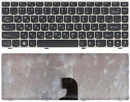 Клавиатура для ноутбука Lenovo IdeaPad Z360 черная с серебристой рамкой 965844473745437