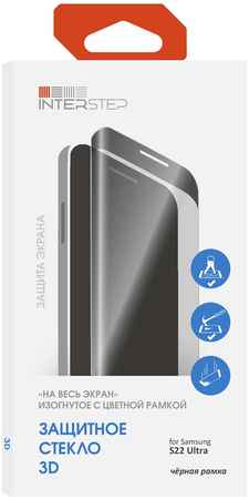 InterStep Защитное стекло для смартфона IS IS-TG-SAM0S22UL-03AEB0-MVST00 3D Full Cover Galaxy S22 Ultra черн. рамка