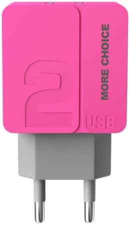 Сетевое зарядное устройство 2USB 2.4A для Type-C More choice NC46a 1м Pink 965844474952352