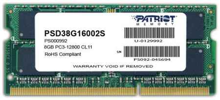 Patriot Memory Оперативная память Patriot 8Gb DDR-III 1600MHz SO-DIMM (PSD38G16002S) 965844474982055