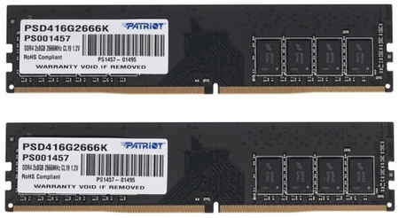 Patriot Memory Оперативная память Patriot Signature 16Gb DDR4 2666MHz (PSD416G2666K) (2x8Gb KIT) Signature Line 965844474982058