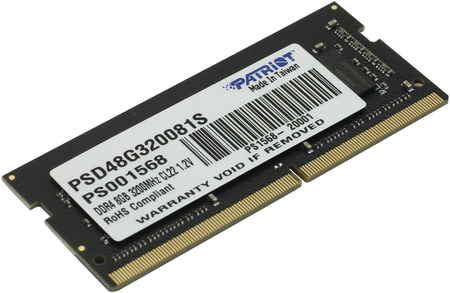 Patriot Memory Оперативная память Patriot Signature Line 8Gb DDR4 3200MHz SO-DIMM (PSD48G320081S)