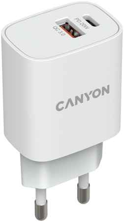 Сетевое зарядное устройство CANYON H-20-04 1xUSB, 1xUSB Type-C 3 А белый 965844476107143