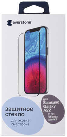 Защитное стекло Everstone 2.5D FG для Samsung Galaxy A22 черная рамка