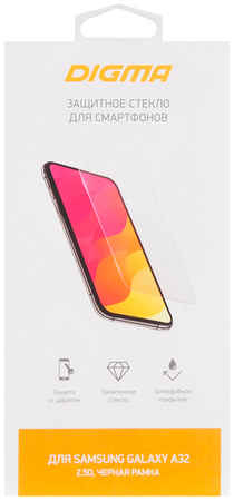 Защитное стекло для экрана Digma для Samsung Galaxy A32 2.5D, 1 шт, черный [dgg2saa32a] 965844478907933