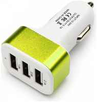 Зарядка от прикуривателя с 3 входами для USB, зеленая, CarBull USB-03 (USB03)