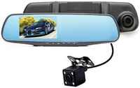 Автомобильный видеорегистратор зеркало 3 в 1 Видеорегистратор автомобильный  /  Видеорегистратор зеркало автомобильный регистратор с камерой заднего вида не радар детектор 2 камеры (zerkalo100a)