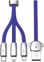 Кабель USB - micro USB+Lightning+Type-C 1м Baseus Rapid FuWang 3in1 Синий (CAMLT-AFW03)
