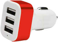 Автомобильное зарядное устройство Energy ET-21A, 3 USB, 2,1A, цвет - красный (100291)