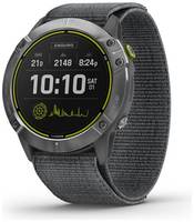 Часы Garmin Enduro Steel стальной корпус с серым нейлоновым ремешком