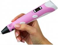 3D ручка Gadzhetsshop с ЖК экраном + розетка EU + пластик 3 цвета + подставка (розовый) gt-500 (300086)