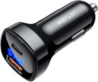 Автомобильное ЗУ двухпортовое ACEFAST B4 66W USB-C+USB-A с цифровым дисплеем. Черный Автомобильное зарядное устройство двухпортовое ACEFAST B4 digital display 66W USB-C+USB-A dual port car charger с цифровым дисплеем. Цвет: черный (AF-B4-BK)