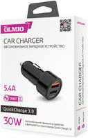 Автомобильное ЗУ Olmio 2USB, 30W, 5.4A, QuickCharge3.0, Smart IC (38718)