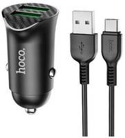 АЗУ Hoco Z39 Black зарядка QuickCharge QC3.0 18W 2 USB-порта + кабель Type-C, черный (Z39a Black)