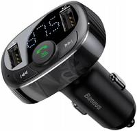 Автомобильное ЗУ с FM-трансмиттером 2xUSB Baseus T typed Bluetooth MP3 - Черное (CCTM-01)