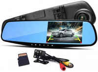 Видеорегистратор зеркало Auto.mir Full HD1080 с 2 камерами и флешкой Автономер в подарок Full HD1080 FLEH